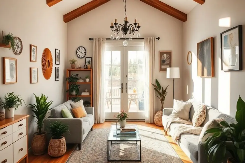 Um lar acolhedor e criativo com elementos de decoração acessível.