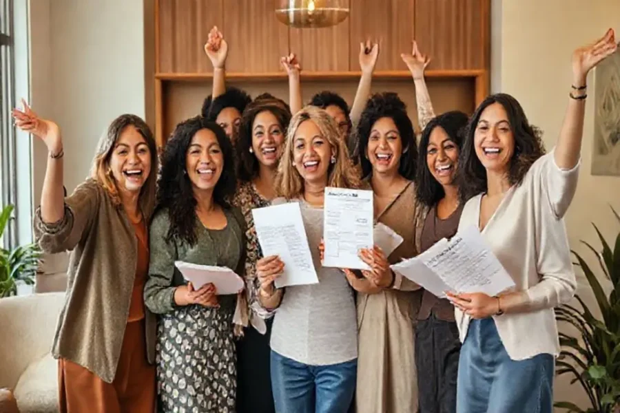 Tesouro Direto: 7 Passos para Mulheres Dominar suas Finanças 16 Grupo de mulheres felizes reunidas para discutir investimentos.