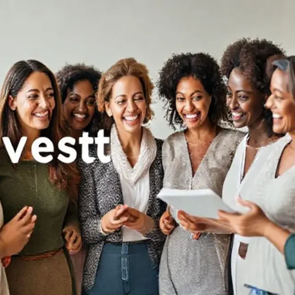 Grupo de mulheres discutindo estratégias de investimento.