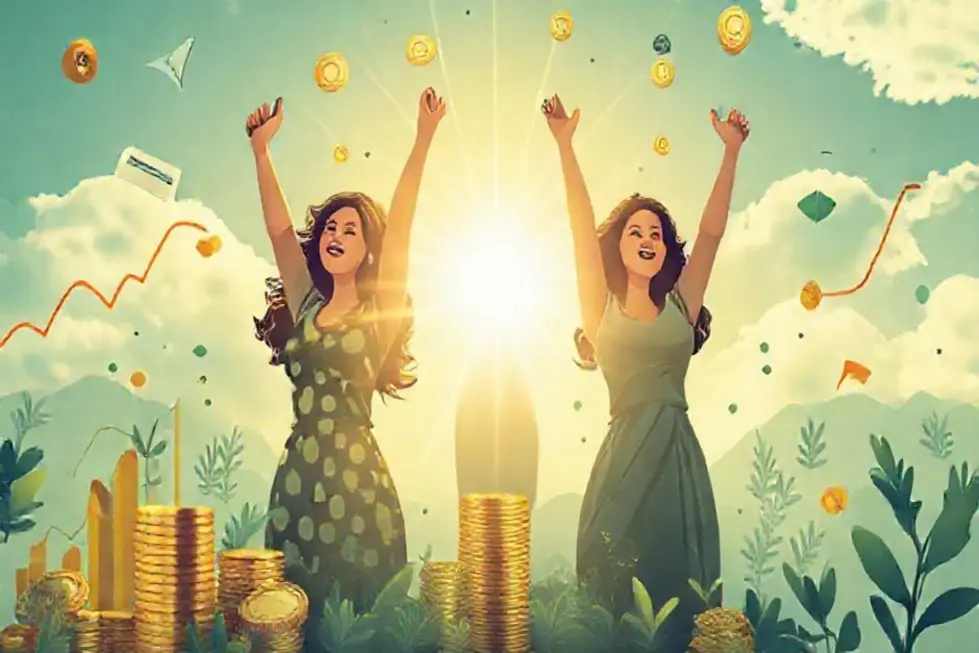 Imagem de mulheres celebrando a independência financeira com o Tesouro Direto.