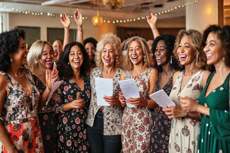 Mulheres celebrando conquistas financeiras juntas.