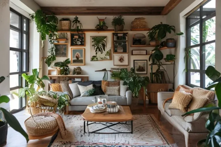 Interiores de casa com decoração acolhedora e estilosa.