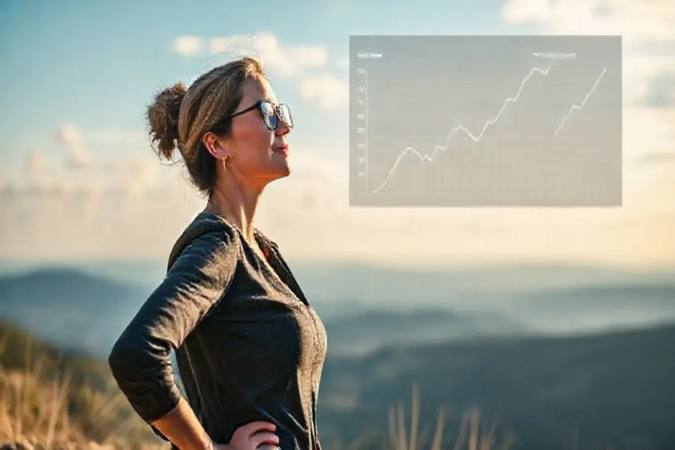 Mulher representando empoderamento e confiança em investimentos.