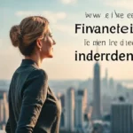 Uma mulher olhando para o horizonte, simbolizando a independência financeira.