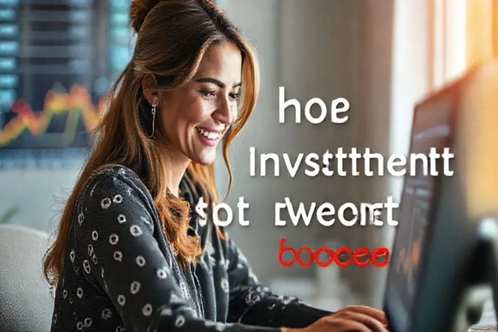 Mulher olhando para dados financeiros com esperança.