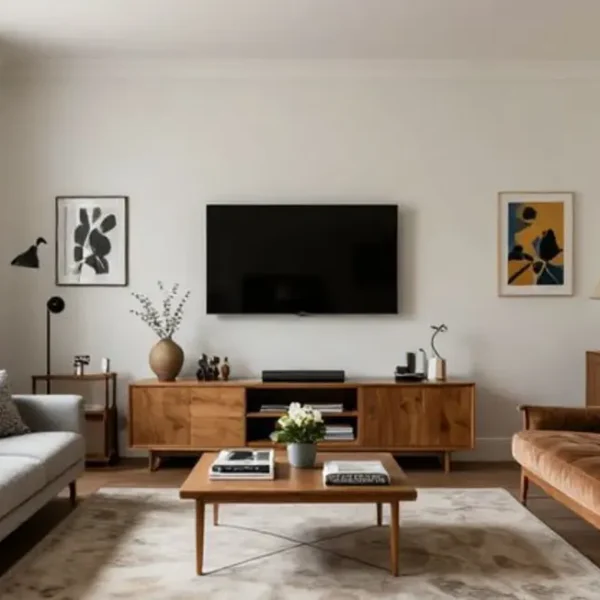 Casa estilizada com uma mistura de elementos modernos e vintage.