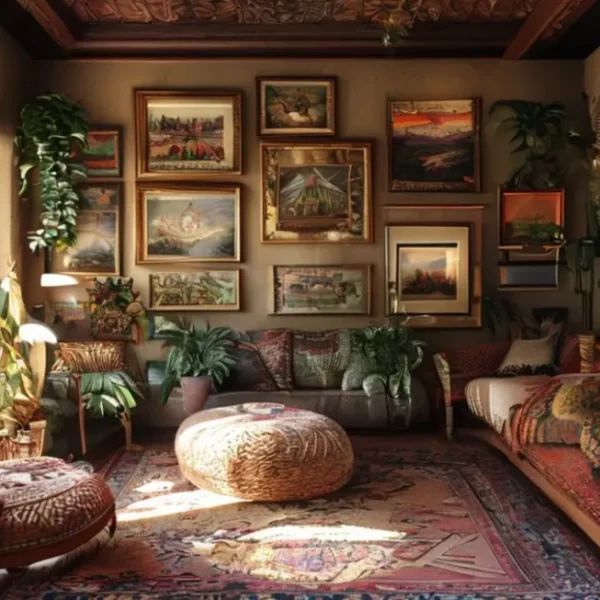 Sala de estar decorada de forma atraente