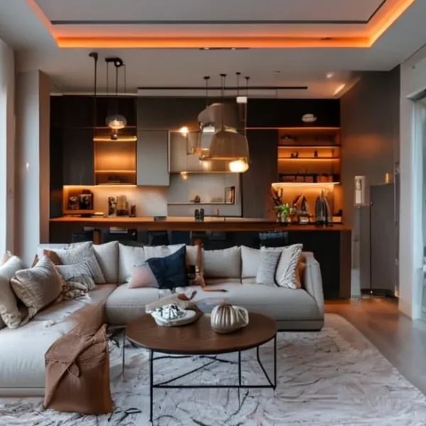 Interior de uma casa moderna e estilosa.