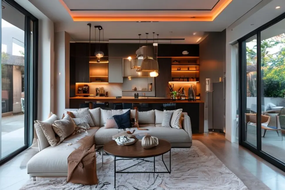 Interior de uma casa moderna e estilosa.