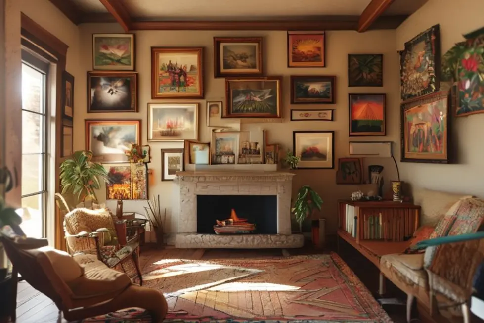 Decoração de casa com quadros nas paredes.