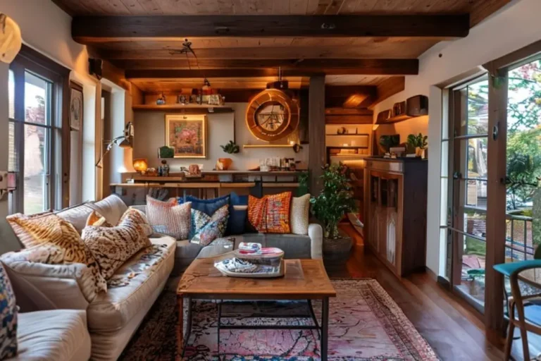 Interior de uma casa bem decorado, mostrando conforto e estilo.