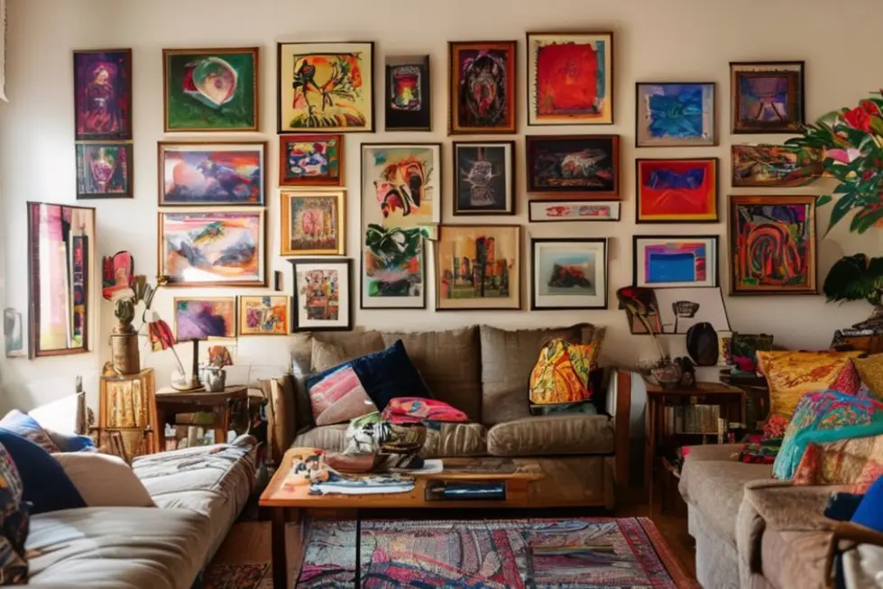 Decoração de sala de estar com arte.