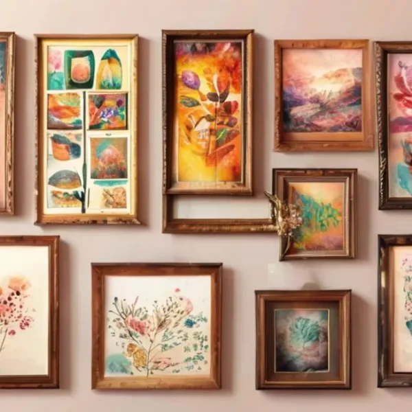 Banner convidativo sobre decoração criativa utilizando quadros e pôsteres.