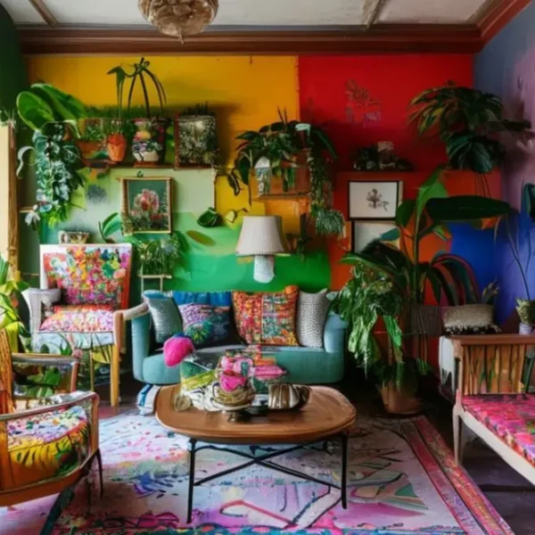 Ambiente decorado de forma acessível e criativa.