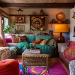 Interior de casa acolhedor com decoração acessível e estilosa.