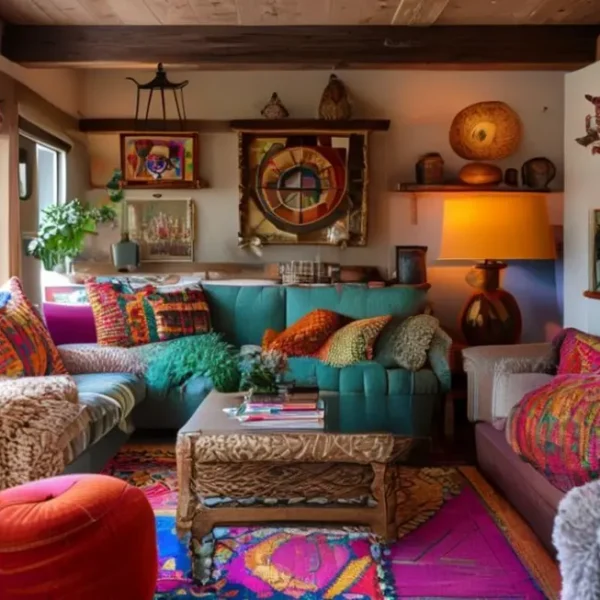 Interior de casa acolhedor com decoração acessível e estilosa.