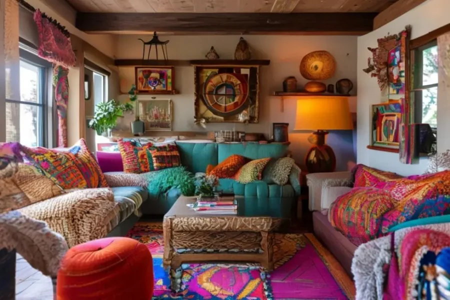 Interior de casa acolhedor com decoração acessível e estilosa.