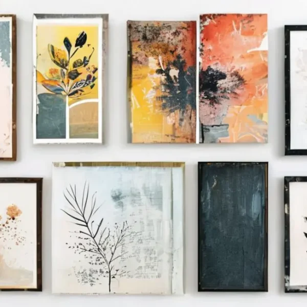Disposição de diferentes impressões artísticas para decoração.