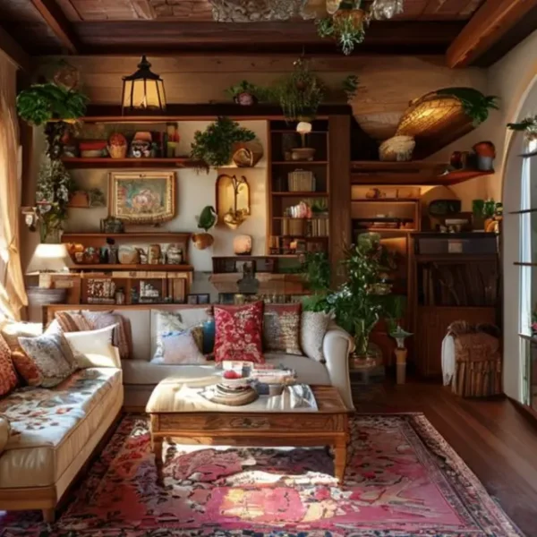 Interior de casa decorada refletindo estilo e personalidade.