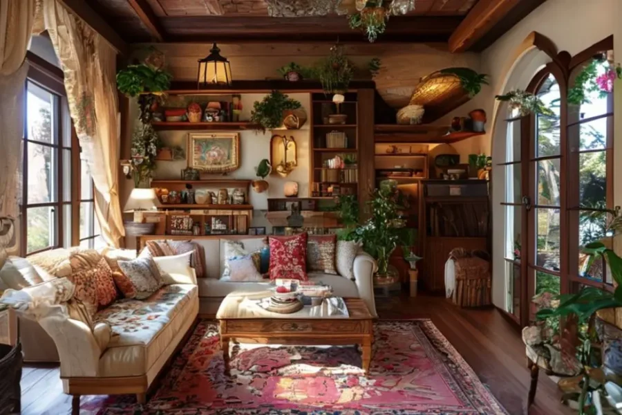 Interior de casa decorada refletindo estilo e personalidade.