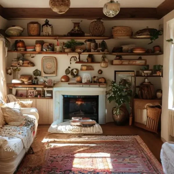 Interior de casa decorado com elementos que refletem estilo pessoal.