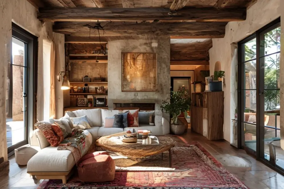 Interior de casa decorado com arte e criatividade.