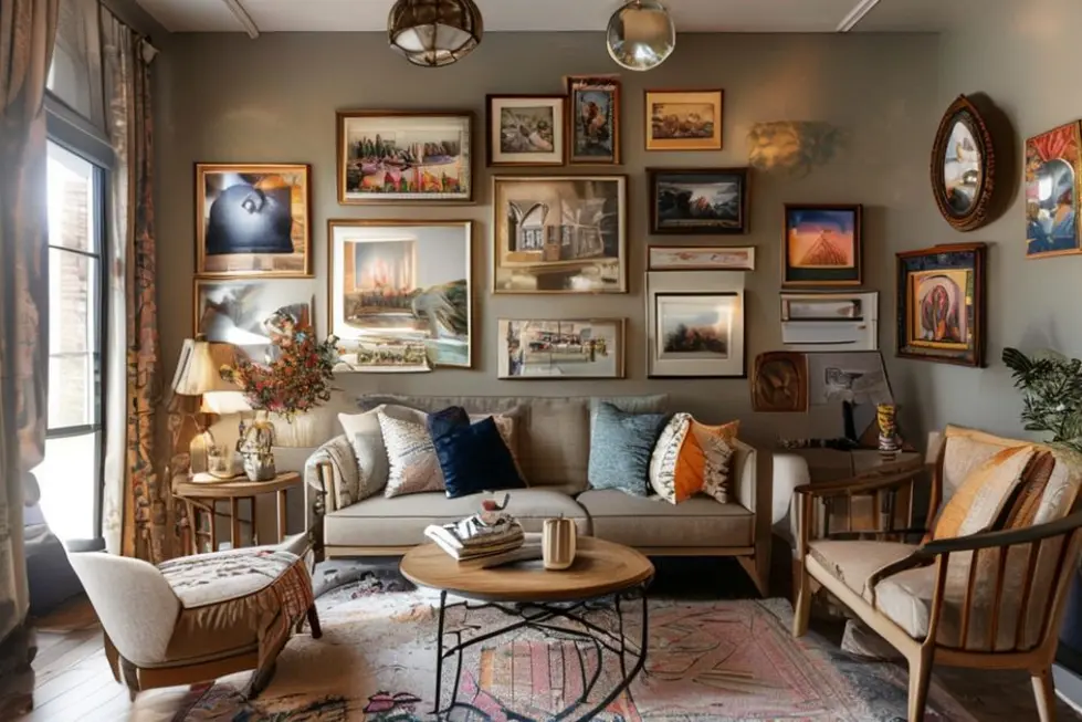 Casa decorada com arte nas paredes