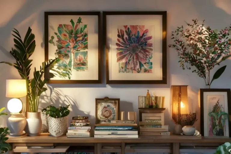 Decoração de casa inspiradora com quadros e itens decorativos