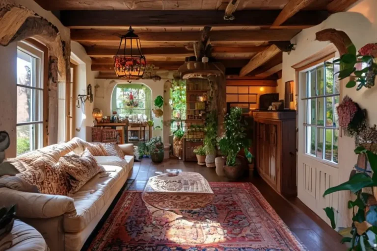 Interior de uma casa que transmite acolhimento e criatividade.