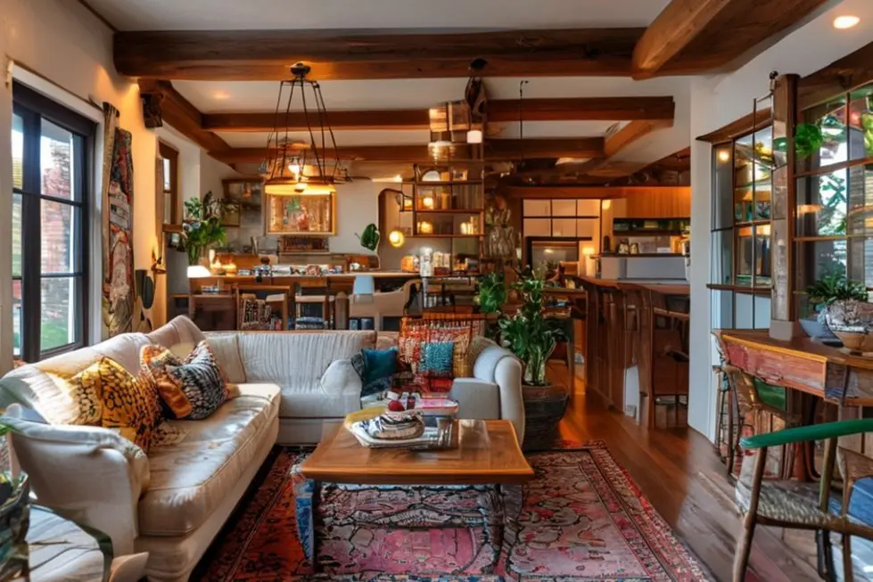 Interior de casa acolhedor que combina estilo e funcionalidade.