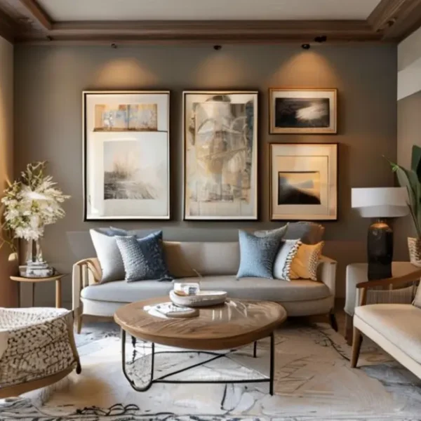 Decoração de interior com quadros.