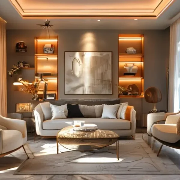 Interior moderno e elegante que combina estilo e aconchego.