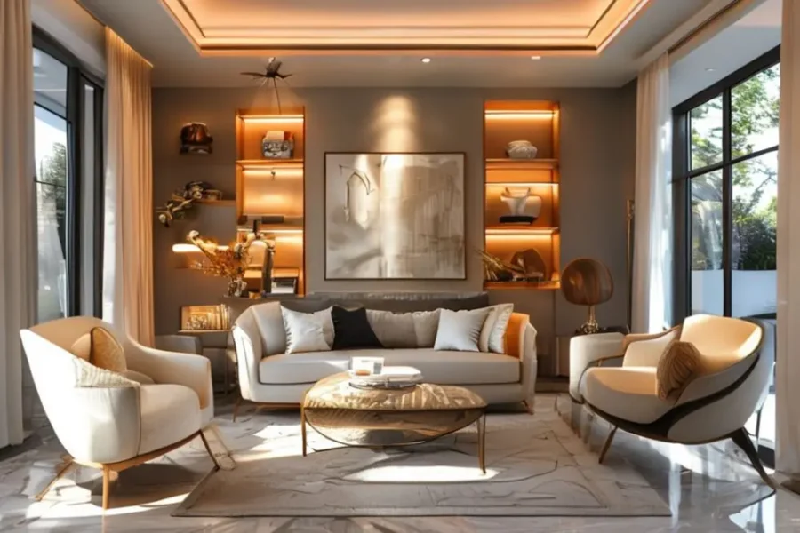 Interior moderno e elegante que combina estilo e aconchego.