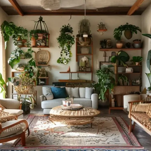 Espaço de casa acolhedor e bem decorado.