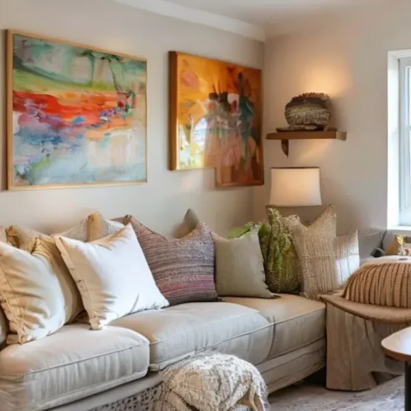 Um ambiente de estar aconchegante, ideal para receber visitas.