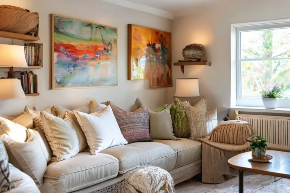 Um ambiente de estar aconchegante, ideal para receber visitas.