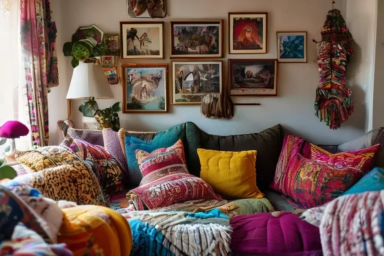 Mulheres decorando uma sala de estar acolhedora.