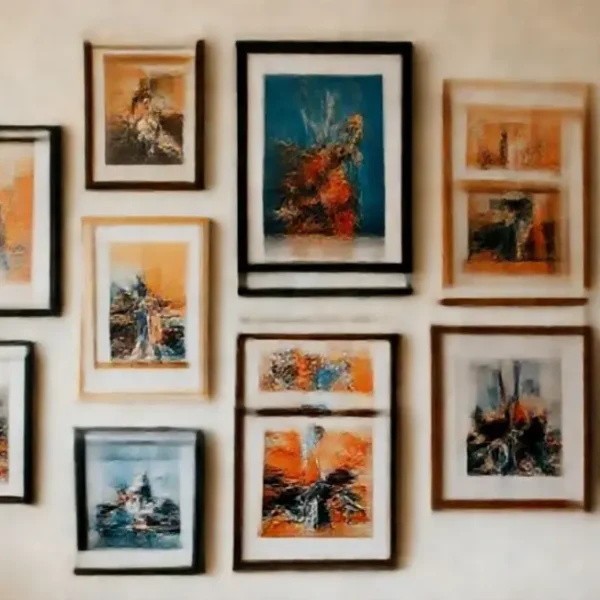 Ambiente acolhedor com quadros e posters na decoração.