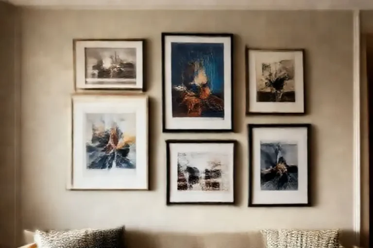 Espaço interno decorado com arte de parede