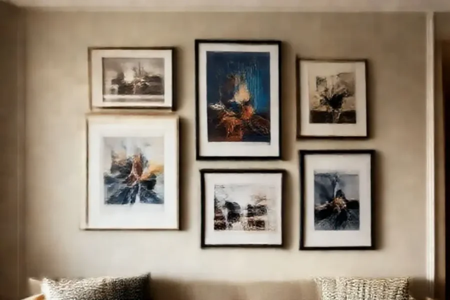 Espaço interno decorado com arte de parede