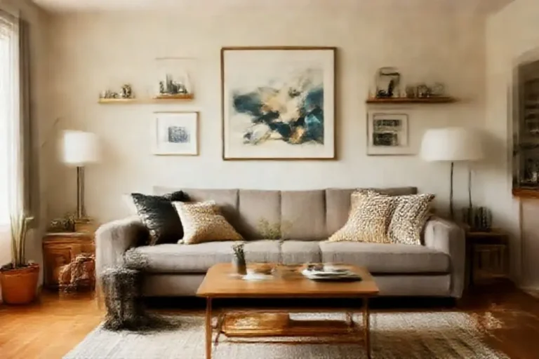 Espaço de estar decorado de forma aconchegante e estilosa.