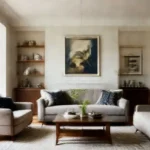 Interiores de uma casa convidativa e bem decorada.