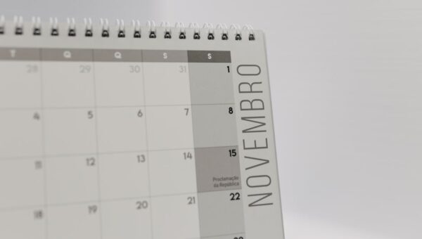 Close-up image of a November calendar page, featuring a minimalist design.