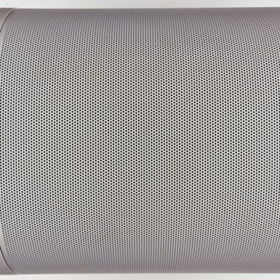 Top view of a sleek wireless speaker with a minimalistic design.
