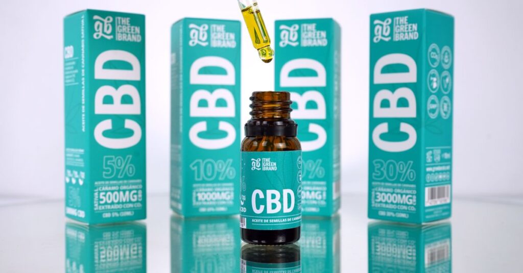 Organic CBD oil from The Green Brand with various concentrations for wellness.